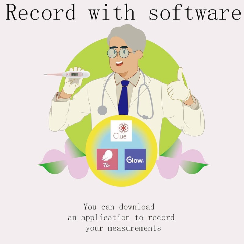 Amplim Digital Basal Thermometer, Medical Grade Accurate BBT for Ovulation Tracking, 1/100th Degree High Precision Fertility Prediction, 60-Sec Read, Memory Recall, Flexible Waterproof Tip – Pink - Image 5